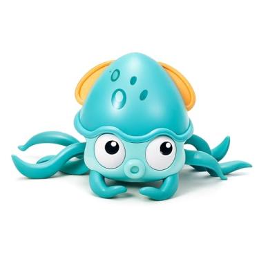 Imagem de Brinquedo Polvo Interativo para Bebê, Azul Turquesa, Plástico, com Sons e Movimento, Diversão Rastejante, para Crianças de 5 Anos ou Mais, Funciona com 2 Pilhas AA