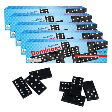 Imagem de Offelec Dominos Set for Adults – Dominoes - Classic Board Games, Double 6 Dominoes Family Games for Adults - Double Six Standard Dominos Set 5 * 28 Tiles, Travel-Friendly Domino Set