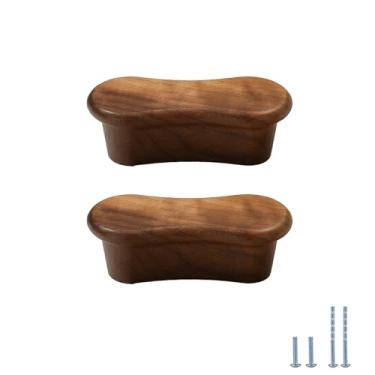 Imagem de Evionlin 2 puxadores de gaveta de madeira de nogueira de 10 cm puxadores de armário de madeira para puxadores de cômoda de cozinha ou quarto