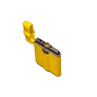 Imagem de Poker Jet Maçarico para Charutos ZL-18A, Amarelo, Resistente ao Vento, Recarregável com Gás Butano, Design Ergonômico, 8,5 × 5 × 1,5 cm, Chama Ajustável