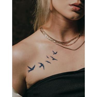 Imagem de 2 peças de adesivos semipermanentes de tatuagem mágica de suco de ervas, realistas, tatuagens temporárias realistas, ombro pescoço, clavícula, perna, cintura, corpo, adesivo de tatuagem à prova d'água