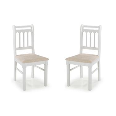Imagem de Kit 2 Cadeiras Em Madeira Maciça Mv Outlet Branco