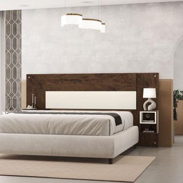 Imagem de Cabeceira Casal Extensível Cama Box 236-176cm Cibely V01 - D'rossi Cor Imbuia E Champanhe