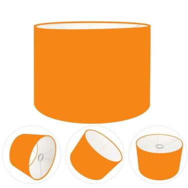 Imagem de Cúpula Abajur E Luminária Cilíndrica Vivare Cp-7017 ø40x21cm - Bocal Nacional Laranja