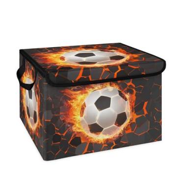 Imagem de Cestos de armazenamento de armário para organizar com tampa flip-top e alças, organizadores de armário de linho grandes de 27 litros e cubos de armazenamento, caixas decorativas de guarda-roupa para