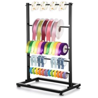 Imagem de Chewtoyo Suporte de armazenamento de rack, fita organizadora de nível 5, exibição de aço carbono para embrulho de papel, fita de crochê, para entusiastas de artesanato, floristas, lojas, bolo