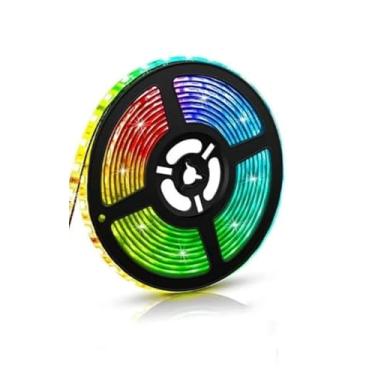 Imagem de Fita LED Rolo 5m 300 LEDs RGB com Silicone IP65 – Iluminação Bivolt e Prova D'água Branco Frio e Quente com Adesivo Dupla Face (Rgb 5M)