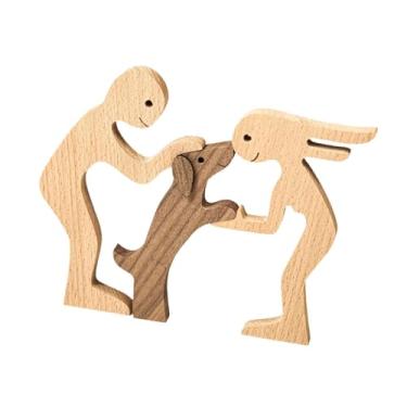 Imagem de Generic Estátua de Homem e Cachorro, Escultura de Cães, Estatuetas de Cachorro, Estátua de Madeira para Decoração de Mesa