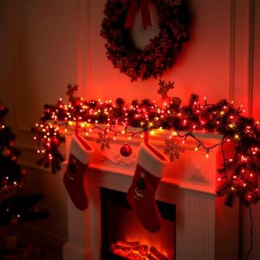 Imagem de Pisca Pisca 100 Led 9 metros Descoração de Natal Fio Verde com 8 modolos de Iluminação Colorido Luzes vermelho azul