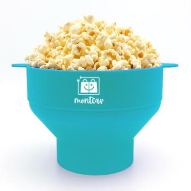 Imagem de Montcav Pipoqueira de silicone para micro-ondas – Tigela grande dobrável e reutilizável – Tigela de pipoca de silicone livre de BPA para ar quente, pode ir à máquina de lavar louça, balde para