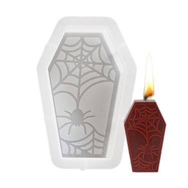 Imagem de Molde de silicone de Halloween, moldes de artesanato de caixão - moldes criativos de silicone de Halloween para cera, gesso, argila, vela, sabão, aromaterapia