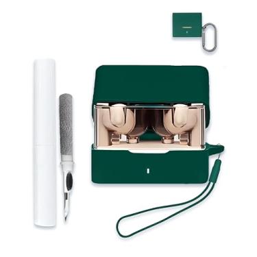 Imagem de Capa para fone de ouvido Moondrop Space Travel Bluetooth, capa protetora completa de silicone macio capa protetora de absorção de choque com chaveiro, cordão e caneta de limpeza [LED frontal visível