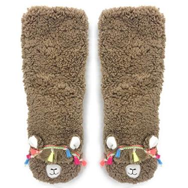 Imagem de ooohyeah Pantufas femininas antiderrapantes felpudas 3D de animais, engraçadas, quentes, aconchegantes, fofas, fofas, para uso interno com pegas, Llama Call You, 5-10