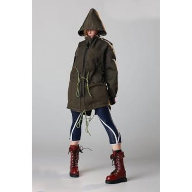 Imagem de ATSTORYTIDE 1/6 Ratio of Women's Clothing，Windcoat Jacket, Long Coat, Autumn and Winter top (Dark Green)