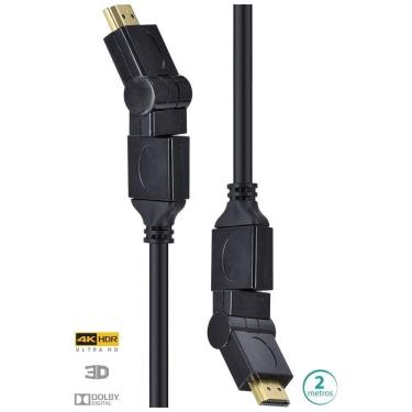 Imagem de Cabo Hdmi 4k Ultra Hd 3d Conexao Ethernet Conectores 360o 2 Metros - 29254