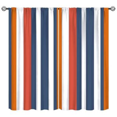 Imagem de Cortinas de janela listradas, listras coloridas, modernas, geométricas, abstratas, clássicas, estéticas, listras paralelas, cortinas de tratamento de janela para casa de fazenda, quarto, sala de estar