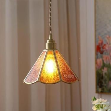 Imagem de Lustre retrô de latão - Perfeito para loft antigo, mesa de cabeceira vintage, restaurante em antigo armazém e pousada litorânea (D)