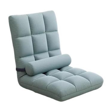 Imagem de IEUDNS Cadeira de chão com apoio para as costas, sofá reclinável, dobrável em 5 posições, para assistir TV, jogos, cama macia, apartamento, sofá infantil, Ciano