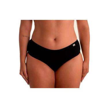 Imagem de Kit 3 Calcinha Algodão Lisa Plus Size Adulto Linda Brasil, M, Preto