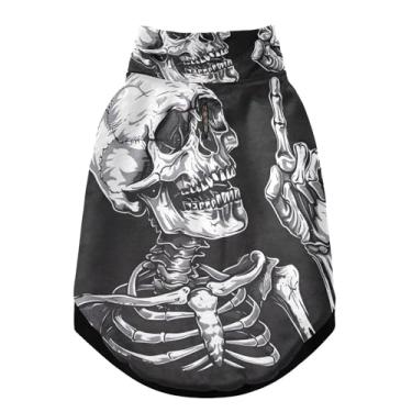 Imagem de SEHANY Casaco de cachorro com tatuagem de caveira para cães pequenos, superquente à prova de vento, jaqueta de inverno macia e aconchegante para clima de neve fria com coleira para animais de