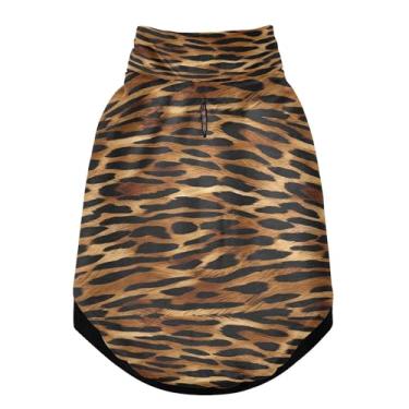 Imagem de SEHANY Casaco de cachorro marrom com estampa de leopardo para cães pequenos, superquente à prova de vento, jaqueta de inverno macia e aconchegante para clima de neve fria com coleira para animais de