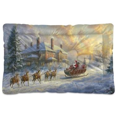 Imagem de SEHANY Cama de Natal para cães e gatos com fundo antiderrapante, cama de canil, colchão macio para animais de estimação, lavável para cães pequenos, médios e grandes, gatos, 45,7 x 61 cm