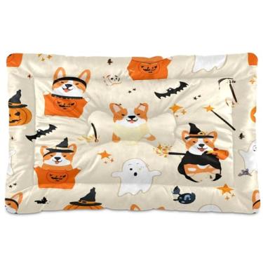 Imagem de SEHANY Cama de Halloween para cachorrinhos e gatos com fundo antiderrapante, cama de canil, colchão macio para animais de estimação, lavável para cães pequenos, médios e grandes, gatos, 61 x 45 cm