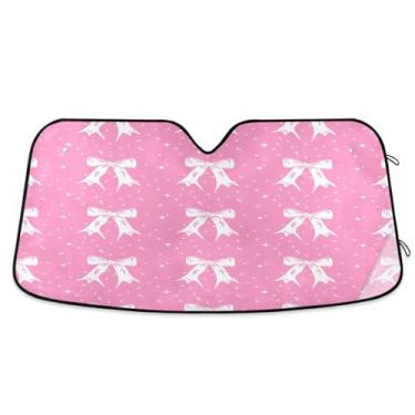 Imagem de ATTX Para-brisas de carro White Bows 144.8 cm x 80.0 cm Protetor solar universal com proteção UV, persiana de janela frontal automática dobrável para caminhões Sedans SUVs #168