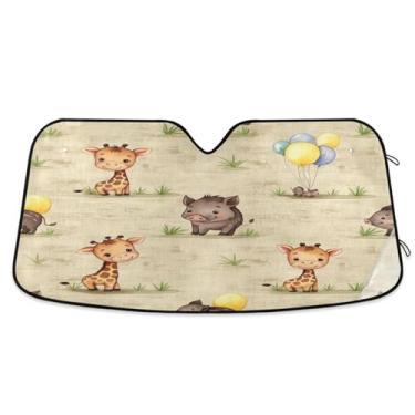 Imagem de ATTX Pára-brisas de carro Cute Animals 139.7 cmx70.1 cm Protetor solar universal com proteção UV, persiana de janela frontal automática dobrável para caminhões Sedans SUVs #463