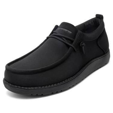 Imagem de ITAZERO Sapatos masculinos extra largos – 4E a 5E bico largo para homens 2GG largura larga pés inchados – Mocassins masculinos e slip-ons com palmilha de suporte de arco para fascite plantar, 13 preto