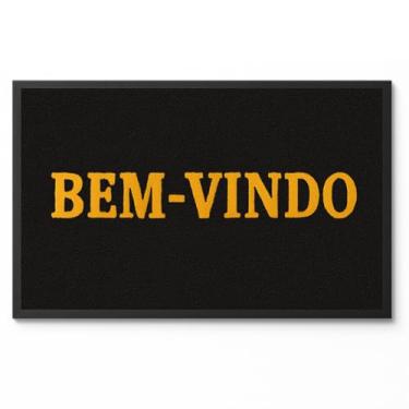 Imagem de Tapete Capacho Porta de Entrada Casa Antiderrapante Bem Vindo 37x57cm Alta Durabilidade, Ideal para Portas de Casa, Apartamentos e Áreas Externas – Limpa os Pés e Retém Sujeira (PRETO)