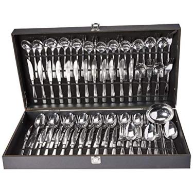 Imagem de Faqueiro Steak com Estojo de Madeira 75 Peças, Euro, FBQ6122PM-090, Inox