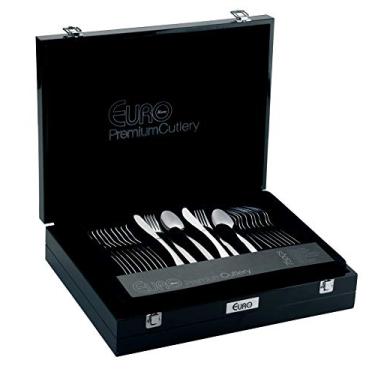 Imagem de Faqueiro Liso 75 Peças com Estojo de Madeira, FQM345-090, Euro Home