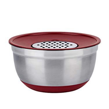Imagem de Conjunto German Bowl Inox com Ralador 3 em 1 Euro Vermelho