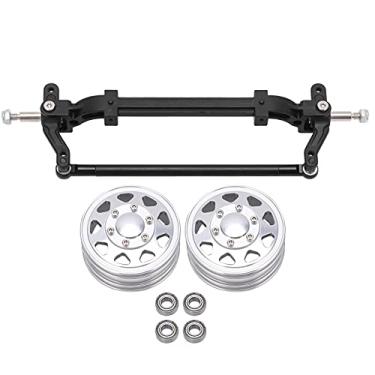 Imagem de CUOFYUNL Eixo dianteiro de direção de metal e cubo e rolamento da roda dianteira sem alimentação para modelo de trator Tamiya 1:14