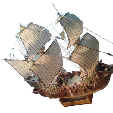 Imagem de NATEFEMIN 1: 100 Paper Galeon Golden Hind Ship 3D Model Simulation Fighter Ship Military Science Exhibition (Unassembled Kit) Model