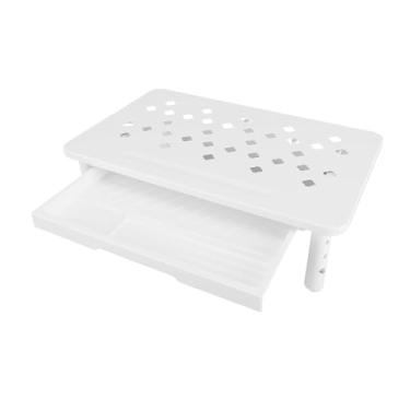 Imagem de Cryfokt Suporte de Monitor de Metal Riser de Monitor Com Gaveta, 3 Altura Ajustável Suporte de Computador Riser, Acessórios de Mesa de Escritório Espaço de Trabalho Organizadores de Mesa (Branca)
