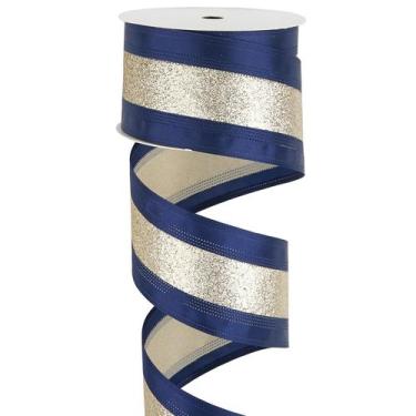 Imagem de Listón MAYREEL satinado azul marino con tira de glitter 2.5 cm x 10 m