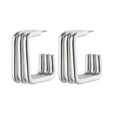 Imagem de Brincos De Aço Inoxidável Quadrados Dourados Para Mulheres, Joias De O