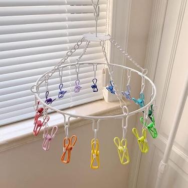 Imagem de POCREATION Privilegiado de Roupas, Cabide de Aço Inoxidável Com Design Giratório 360°, Anel Fixador à Prova de para Quarto ou Casa (16 clipe)