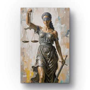 Imagem de quadro decorativo themis balanca da justiça estilo classico 90x60 cm decoracao parede juridica escritorio advocacia impressao em tela elegante