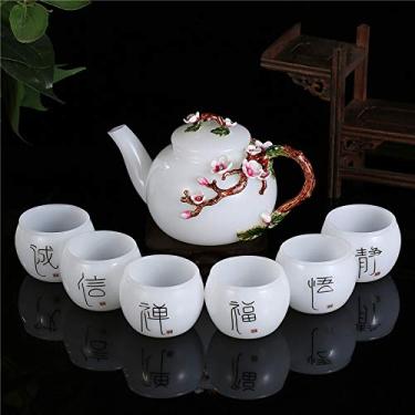Imagem de Conjuntos de chá de cerâmica, conjunto de café da China, conjunto de chá, conjunto de chá de porcelana, chávenas de chá de flor, esmaltado, exclusivo, borboleta, rosa, conjuntos de chá de cerâmica