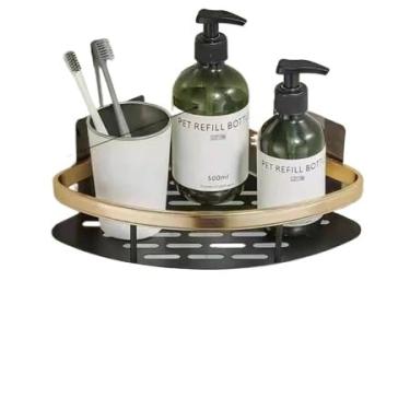 Imagem de Prateleiras Para Casa De Banho Sem Furos, AlumíNio, Suportes Para Casa De Banho E AcessóRios Para Casa De Banho(KIT 1-Preto ouro Triângulo)