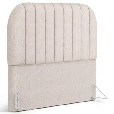 Imagem de Cabeceira Cama Box Queen Estofada Orgânica 160cm Alice W01 Linho Cru -