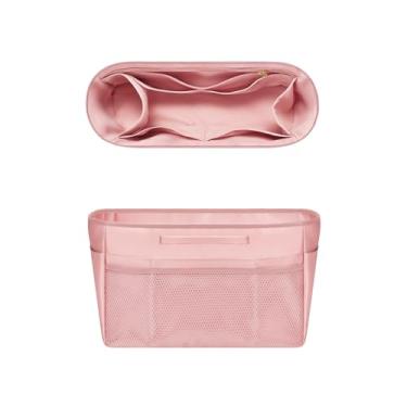 Imagem de GIVLEFLY Bolsa organizadora com vários bolsos, divisórias médias para bolsa interna com alça (28, rosa) Forro leve com suporte de copo adequado para Longchamp tamanho médio e City30 e mais