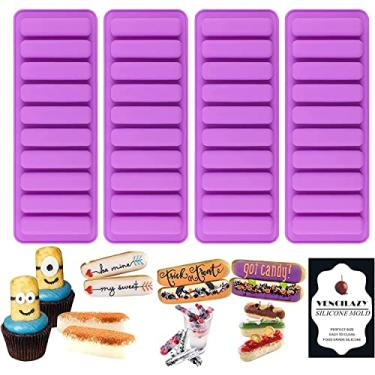 Imagem de Molde de silicone em forma de dedo Vencilazy 4 peças - 10 cavidades longas tiras molde de biscoito Vencilazy moldes retangulares de barra de chocolate cereais antiaderente bandeja de cubo de gelo