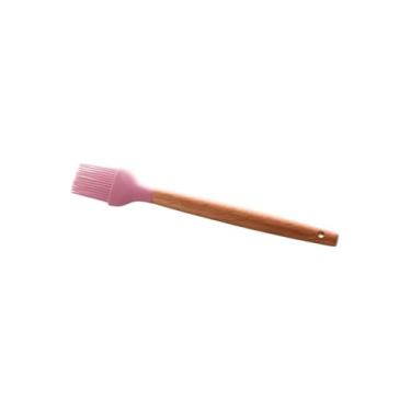 Imagem de Pincel Culinário em Silicone com Cabo de Bambu, Vermelho, 27cm, Resistente a Altas Temperaturas até 200°C, Livre de BPA