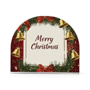 Imagem de Fustylead Porta-guardanapos de feliz Natal vermelho e dourado para mesa Porta-guardanapos de coquetel de acrílico pequeno dispensador de guardanapo decorativo para festa em casa, férias, jantar