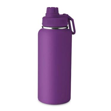 Imagem de Garrafa Térmica de Aço Inox, Parede Dupla Isolada a Vácuo, 960ml, Roxa, com Alça Ergonômica e Bico Rosqueável, 25,2 x 9cm, para Bebidas Quentes e Frias