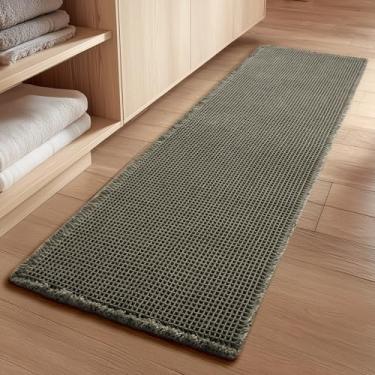 Imagem de GRANNY SAYS Tapete de banheiro Waffle, 61 cm x 183 cm verde profundo